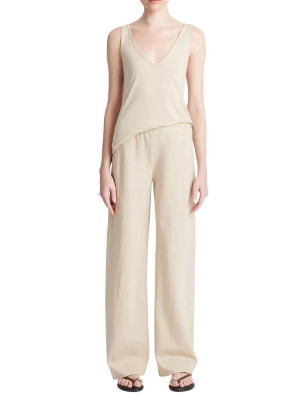 VINCE high waist cotton linen blend bias pants (XL)